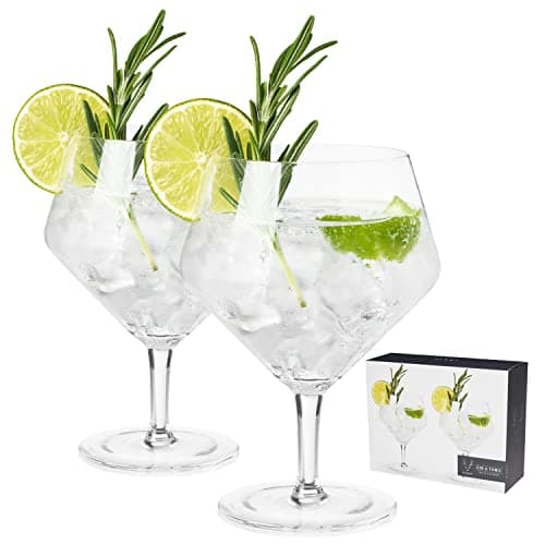 Viski Raye Angled Crystal Gin & Tonic Glasses, Set of 2