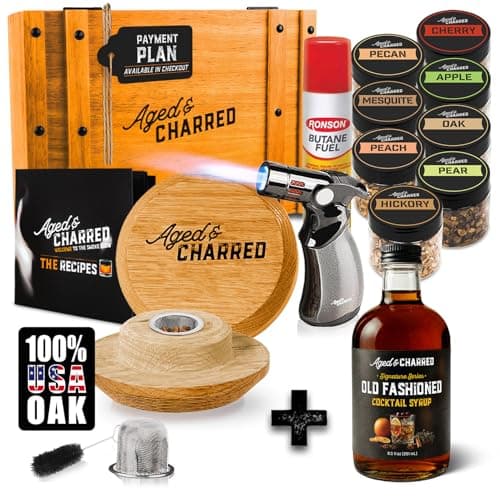 Aged & Charred Premium Cocktail Smoker Lid Kit with Torch (13-piece)
