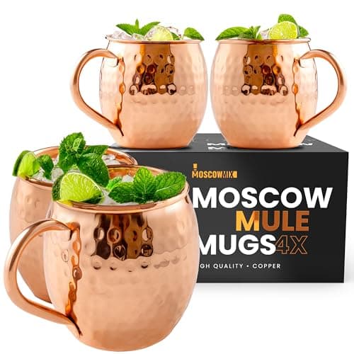 Moscow Mix Pure Copper Mugs, 16 oz, Set of 4