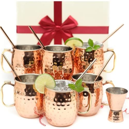 Kitchen Science Copper Moscow Mule Mug Gift Set, 6 Mugs