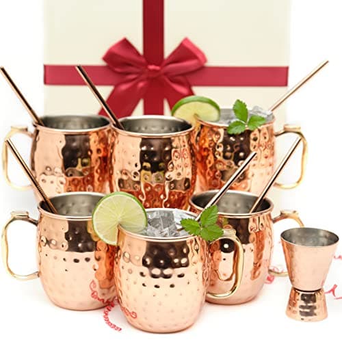 Kitchen Science Copper Moscow Mule Mug Gift Set, 6 Mugs