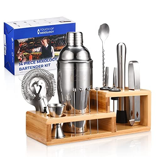 Touch of Mixology 14-Piece Bartender Kit with Bamboo Stand