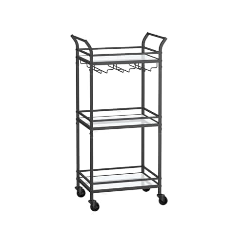 VASAGLE Small 3-Tier Bar Cart with Lockable Wheels (ULRC091B62)