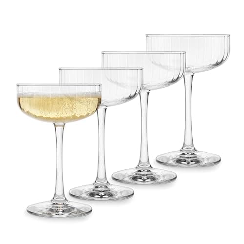 Libbey Paneled Cocktail Coupe Glasses, 8 oz, Set of 4