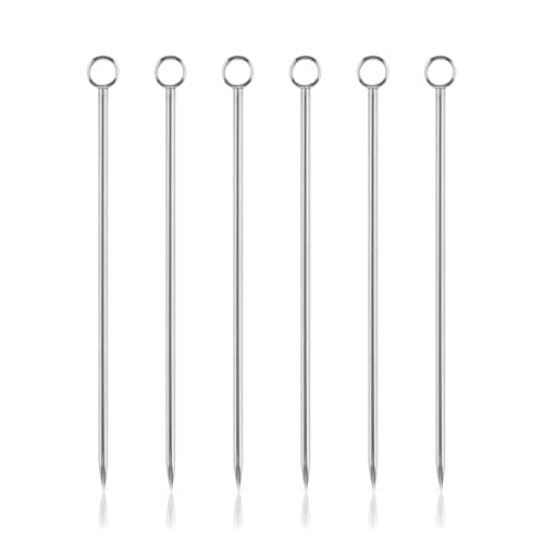Viski Stainless Steel Cocktail Picks, Ring Top, Set of 6