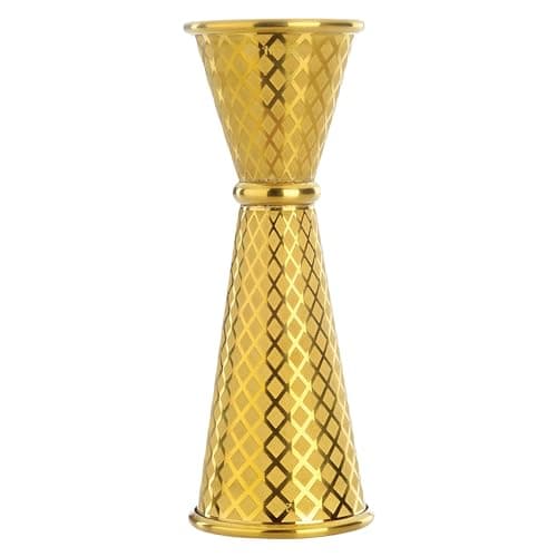 Barfly Diamond Lattice Japanese Style Jigger, 1 x 2 oz, Gold Plated (M37202GD)