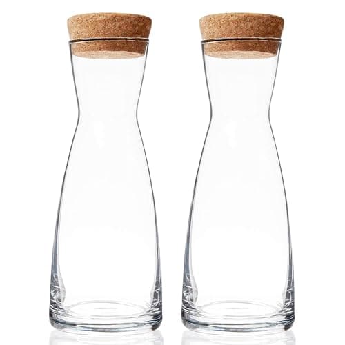 Bormioli Rocco Ypsilon Cork Top Carafe, 36.5 oz, Set of 2
