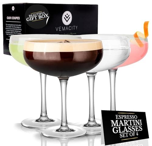 Vemacity Espresso Martini Glasses, 10 oz, Set of 4