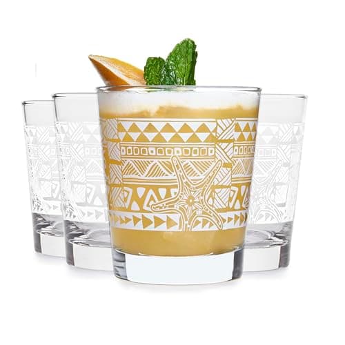 Libbey Tiki Kahiko Rocks Glasses, 13 oz, Set of 4