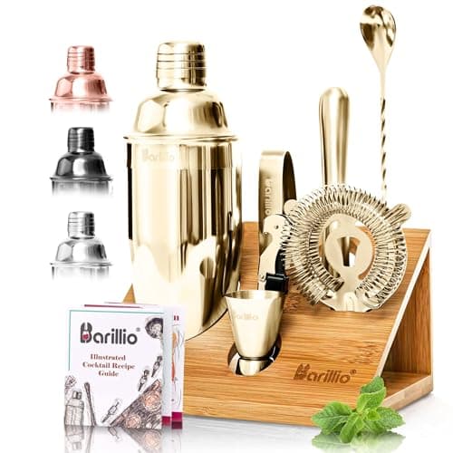 Barillio Gold Bartender Kit, 10-Piece with Bamboo Stand