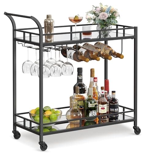 VASAGLE Bar Cart with Mirrored Shelves (ULRC090B62)