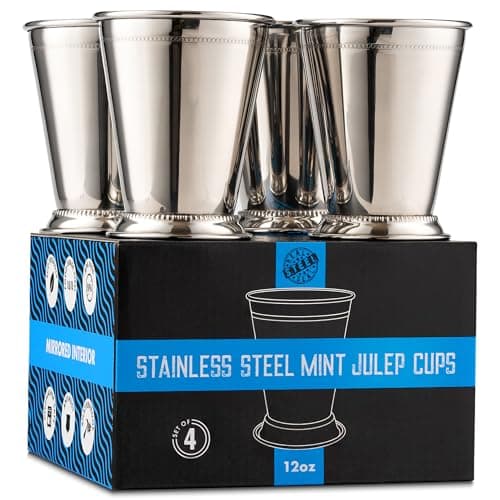 Real Deal Steel Mint Julep Cups, 12 oz, Set of 4
